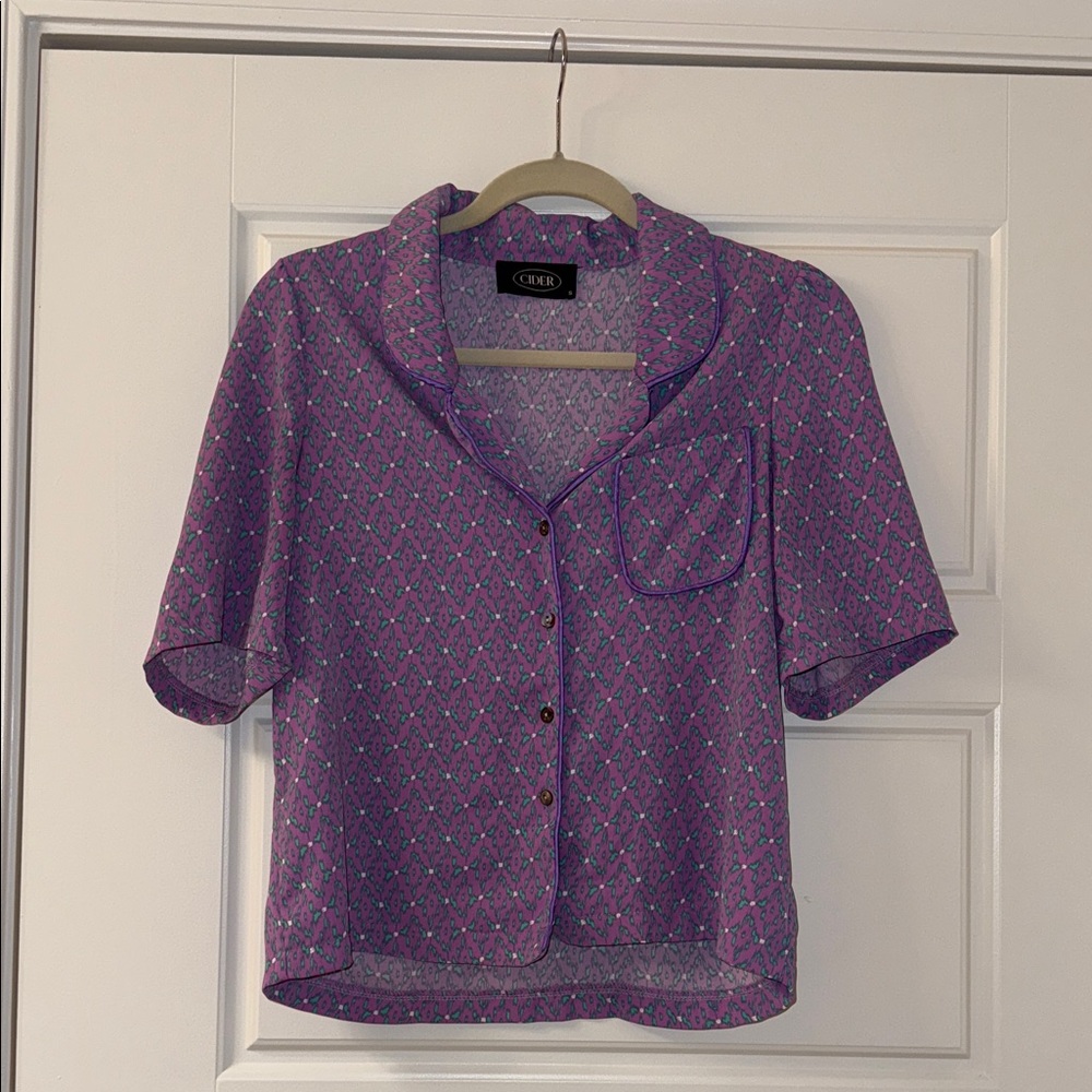 Cider Purple and Teal Patterned Shirt